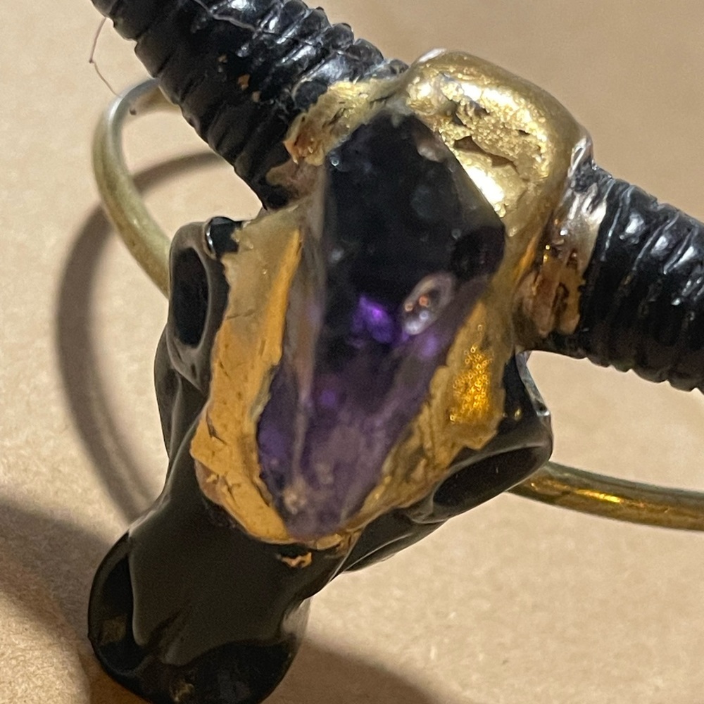 Ram’s Head Bracelet/w crystal, hand made by Christine Rose